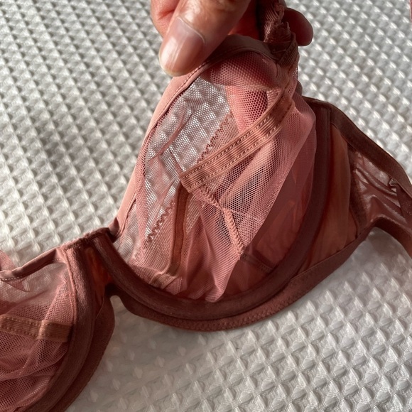 Pretty Polly Semi Sheer Plunge Bra Women's 38C Naturals Non-Padded Mesh Rose NWT - Picture 4 of 11
